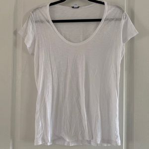 James Peres plain white scoop neck tee